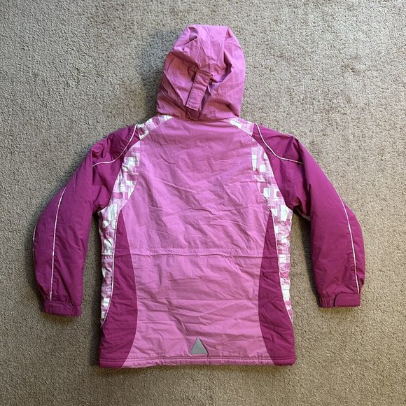 LL Bean Jacket Girls XL 18 Full Zip Nylon Softshell Insulated Pink Pockets - Picture 2 of 12